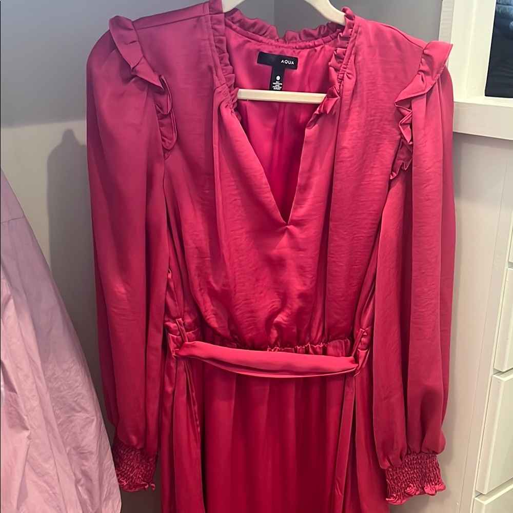 Aqua Women's Pink Ruffle Dress